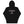 Load image into Gallery viewer, A black hoodie with the Conference Calls crest in dark red outlined in light blue
